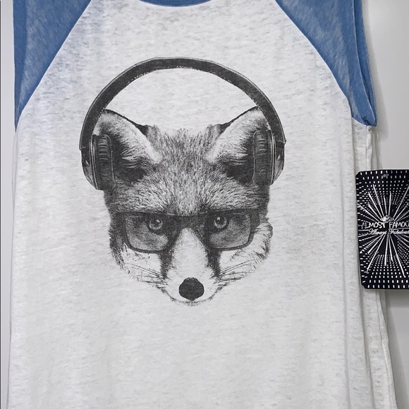 NWTs ALMOST FAMOUS • Fox Music White Blue Tank Tee - Picture 3 of 7